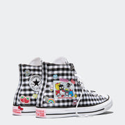 CONVERSE WOMEN'S 8 X SANRIO HELLO KITTY BLACK WHITE PLAID CTAS NIB A17697C