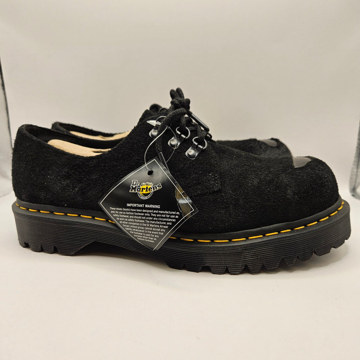 DR MARTENS MEN'S 10 BLACK BEX EXPOSED ST STEEL TOE 1461 OXFORD SHOES SUEDE