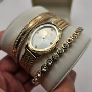 ANNE KLEIN NEW YORK CRYSTAL ACCENTED BANGLE WOMEN'S WATCH & BRACELET 12/7786GPST