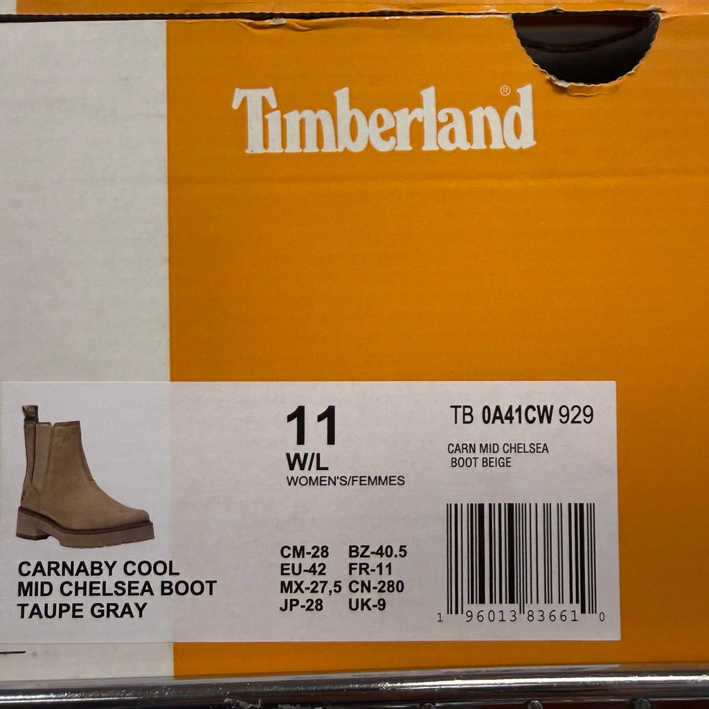 TIMBERLAND WOMEN'S 11 WIDE CARNABY COOL MID CHELSEA BOOT TAUPE GRAY NIB