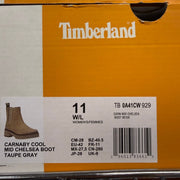 TIMBERLAND WOMEN'S 11 WIDE CARNABY COOL MID CHELSEA BOOT TAUPE GRAY NIB