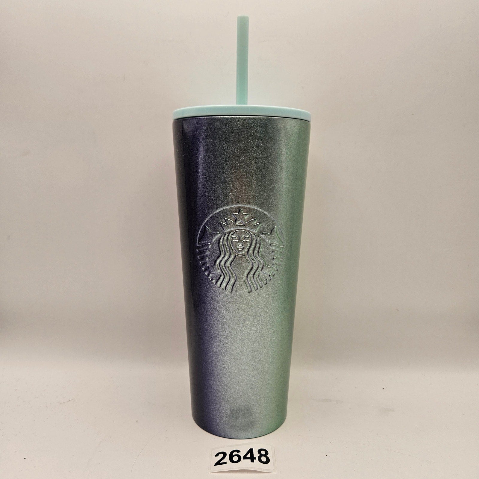 STARBUCKS 24oz TUMBLER HOLIDAY CUP STRAW PURPLE GREEN GRADIENT NWT