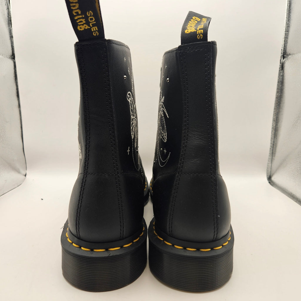 DR MARTEN'S MEN'S 13 1460 PASCAL BLACK CELESTIAL MOTH EMBROIDERED BOOTS NWOB