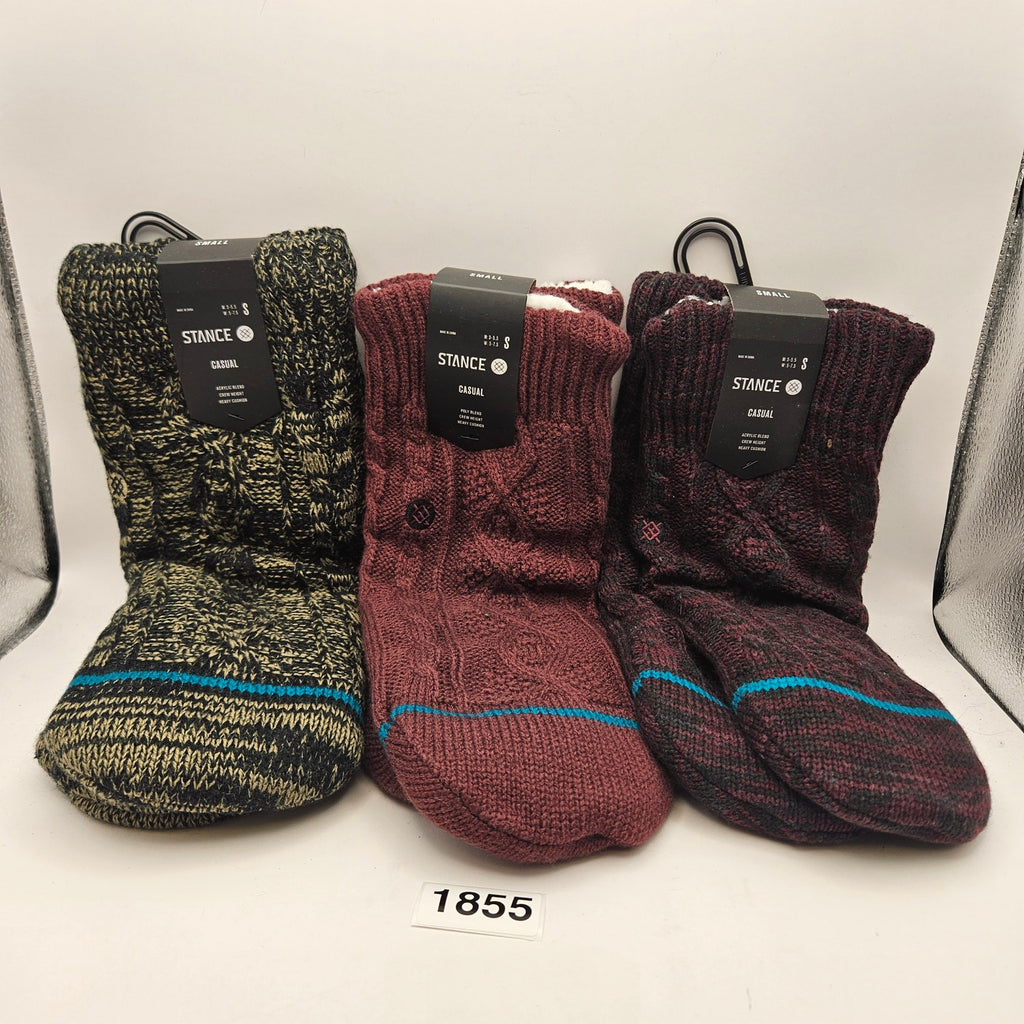 LOT OF 3 - STANCE WOMEN'S SMALL HOUSE SLIPPERS GREEN/RED/WINE