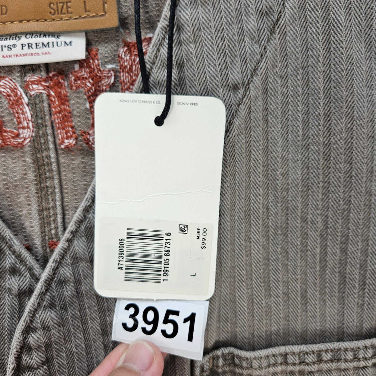 LEVI'S MENS LARGE UNION ENGINEER CARDIGAN UNIFORM BADGE TAN NWT