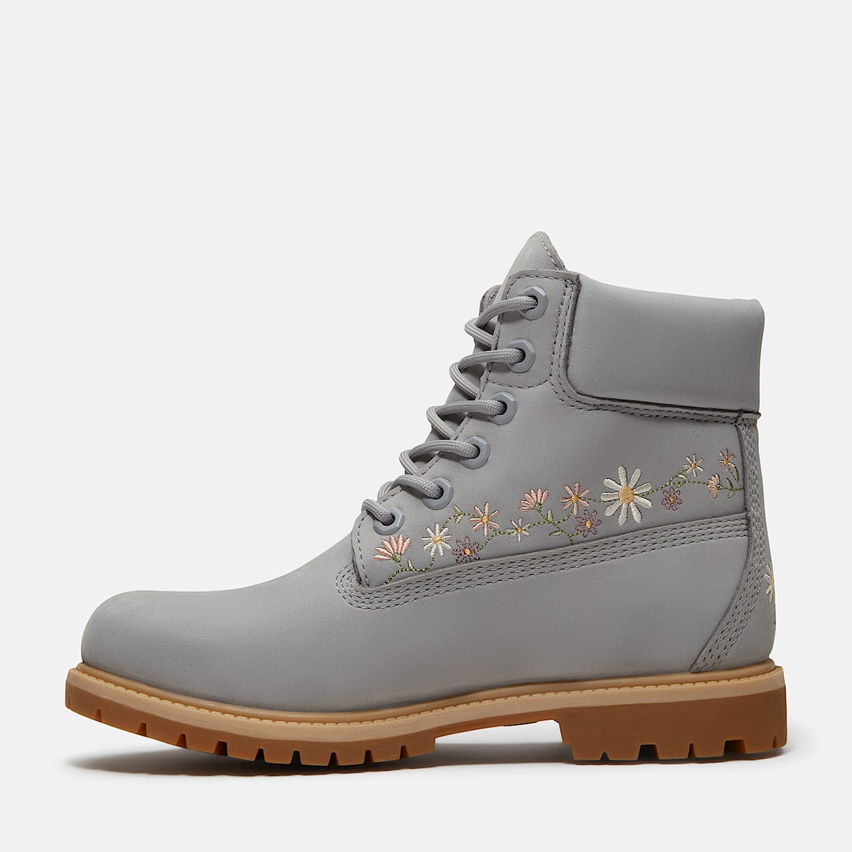 TIMBERLAND WOMEN'S 7.5 PREMIUM 6 IN LACE WATERPROOF BOOT LT GREY NUBUCK