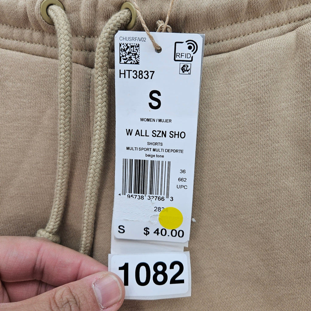 ADIDAS ALL SZN WOMEN'S SMALL SHORTS FLEECE SAND HT3837