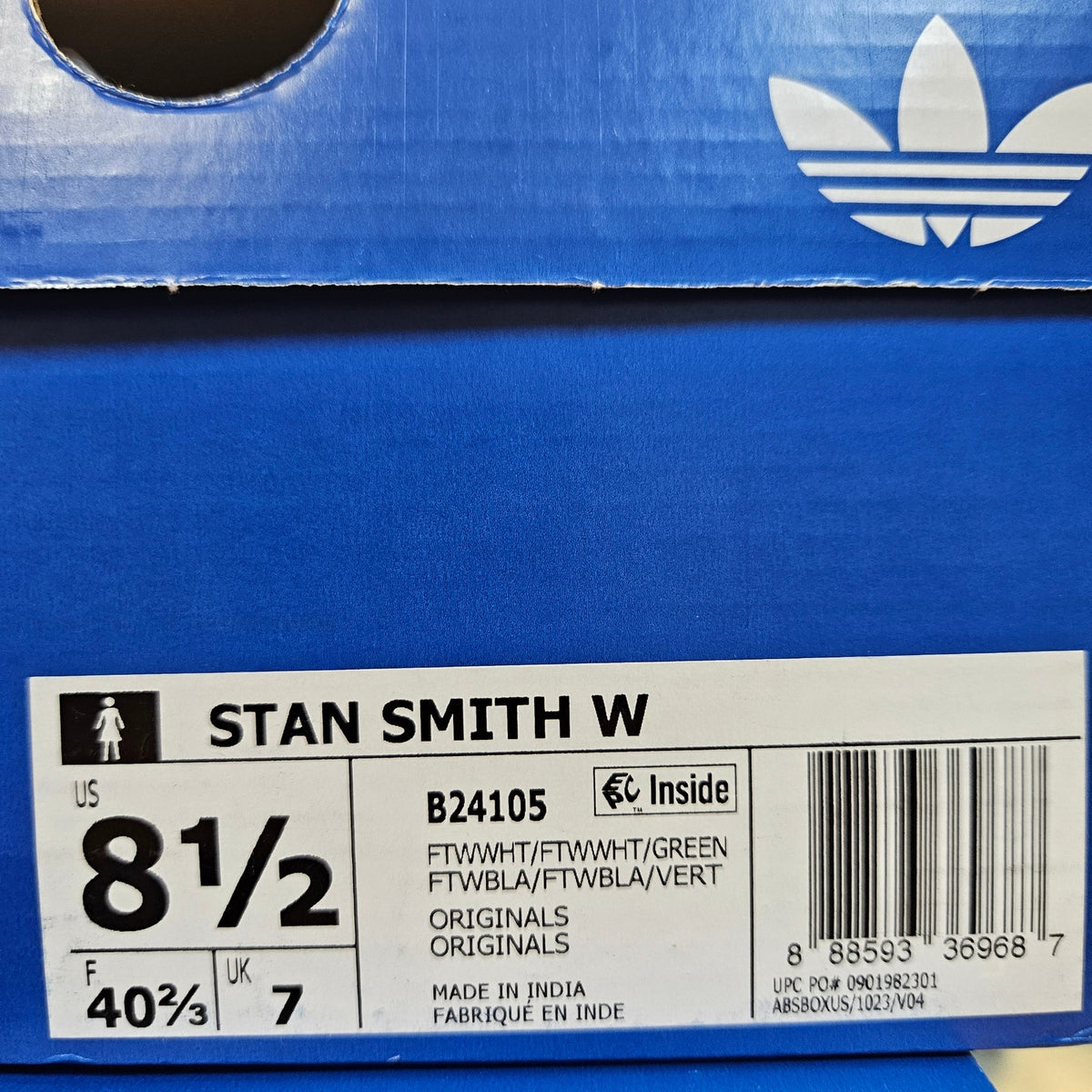 ADIDAS WOMEN'S 8.5 ORIGINAL STAN SMITH WHITE GREEN SNEAKER B24105 LEATHER
