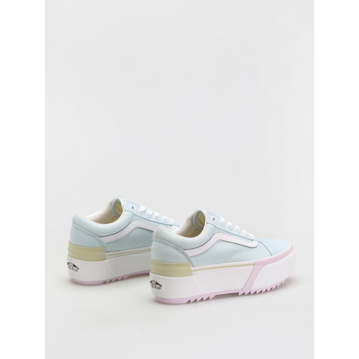 VANS WOMEN'S 10 OLD SKOOL STACKED PLATFORM BLUE WHITE PINK NIB