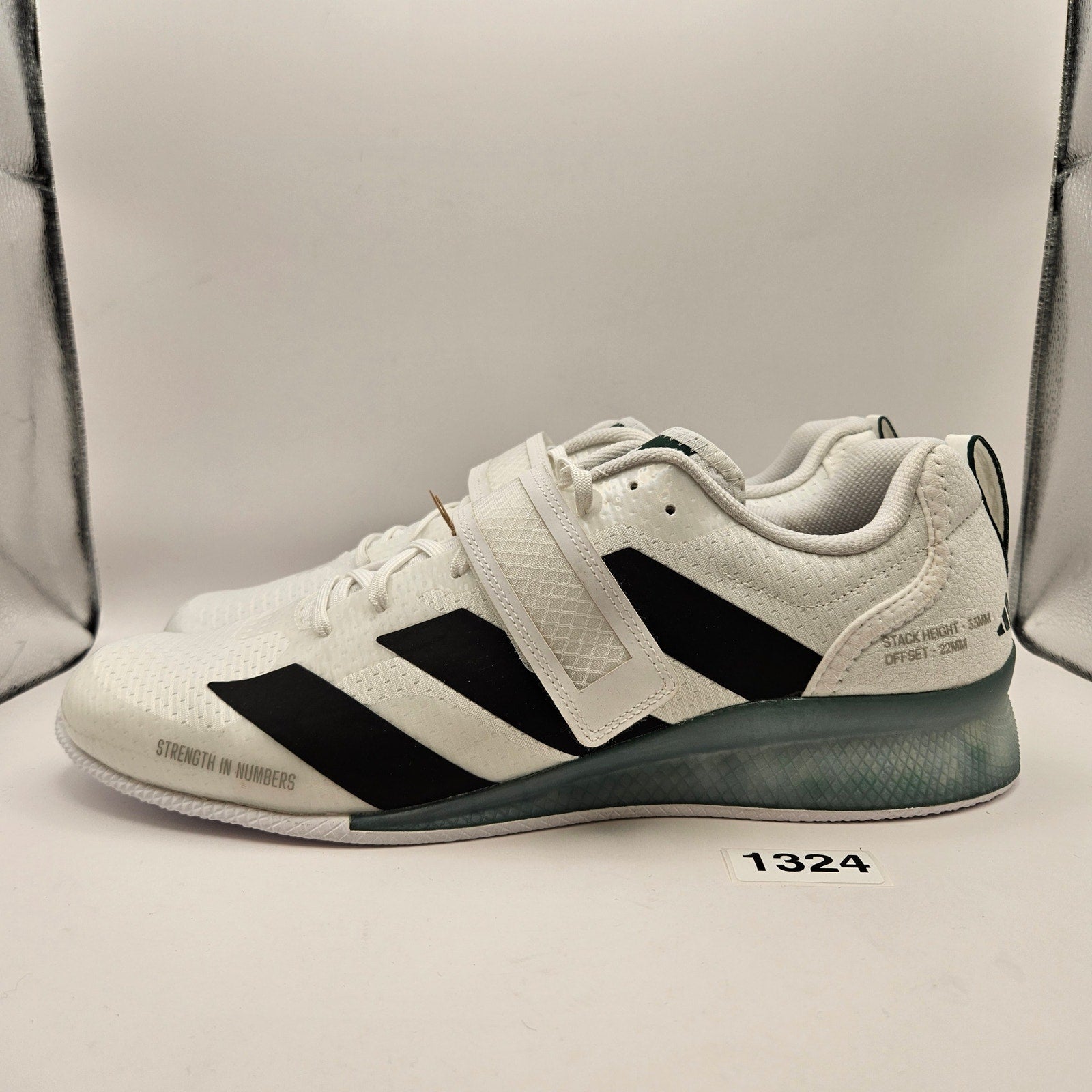 ADIDAS ADIPOWER MEN'S 14 WEIGHTLIFTING SHOES IH8233 WHITE BLACK CLEAR SOLE NWOB