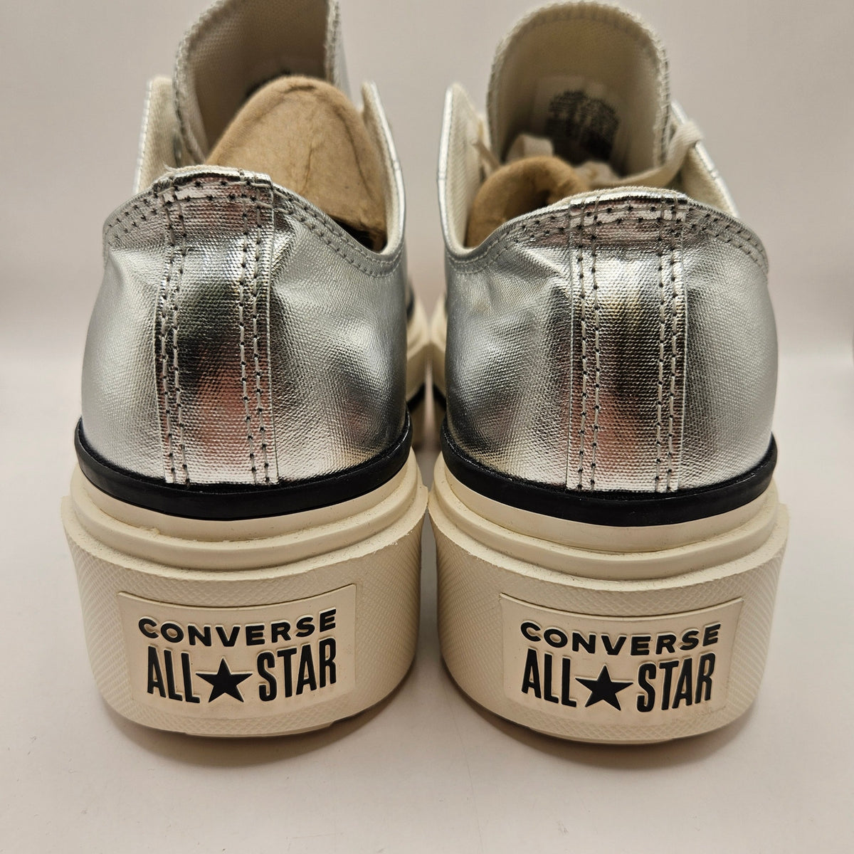 CONVERSE MEN'S 8 CHUCK TAYLOR LIFT DOUBLE STACK PLATFORM SILVER METALLIC A16406C