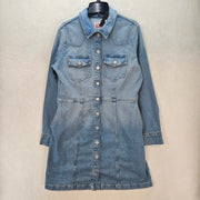 LEVI'S WOMEN'S L FLYNN WESTERN DRESS NWT MEDIUM WASH A LINE