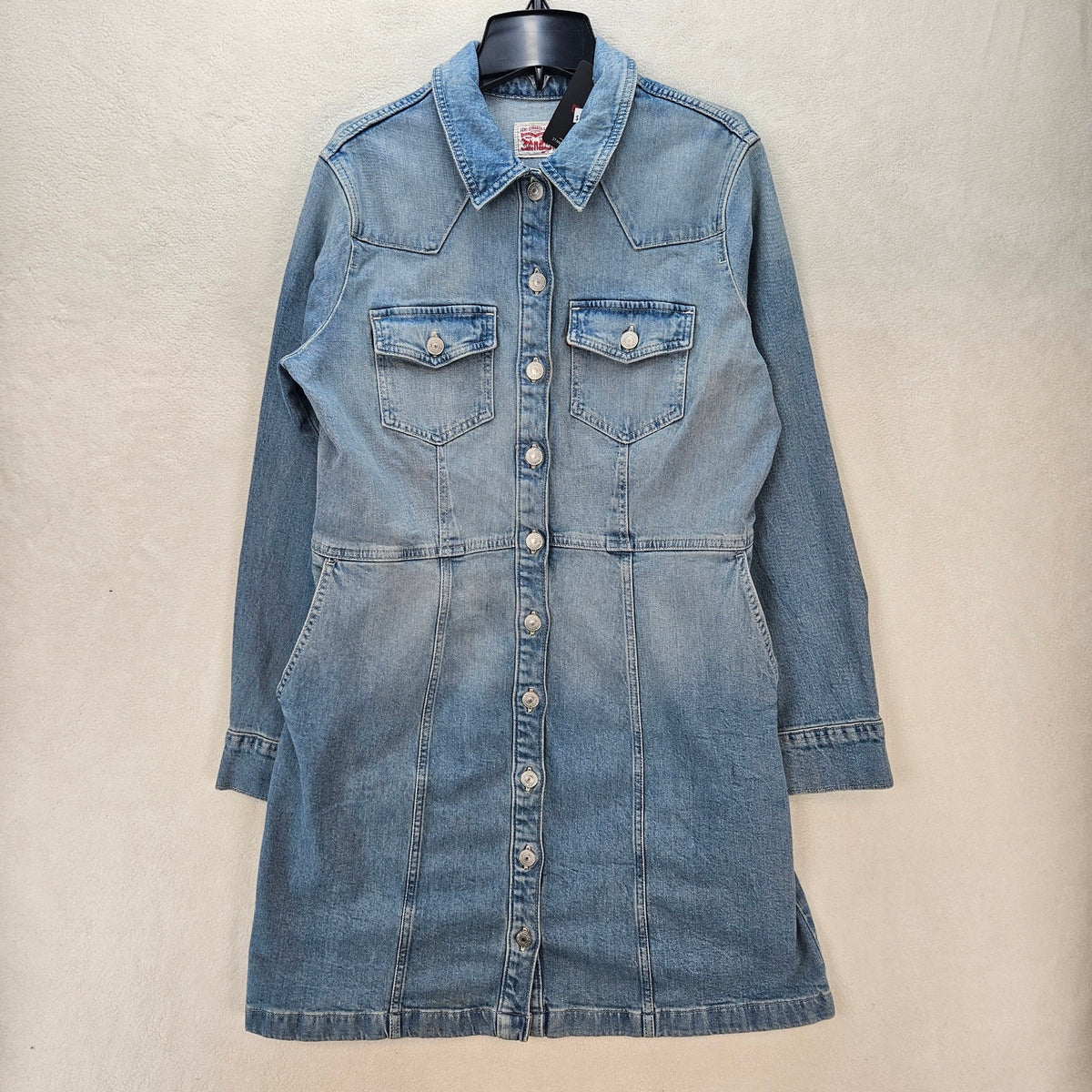 LEVI'S WOMEN'S L FLYNN WESTERN DRESS NWT MEDIUM WASH A LINE