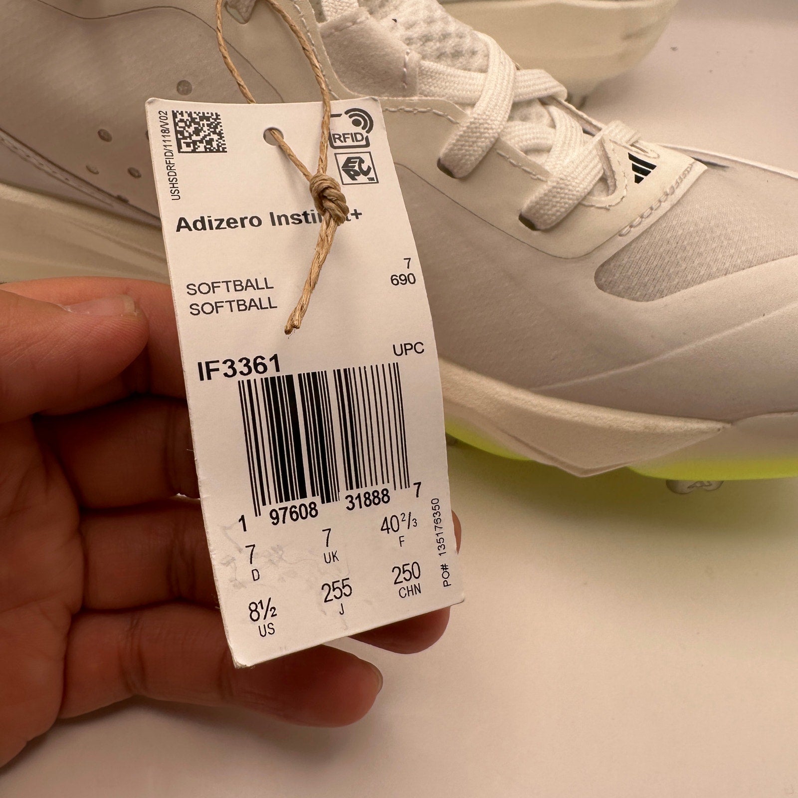 Adidas Adizero Instinct+ Softball Cleats Wms 8.5 White/Neon