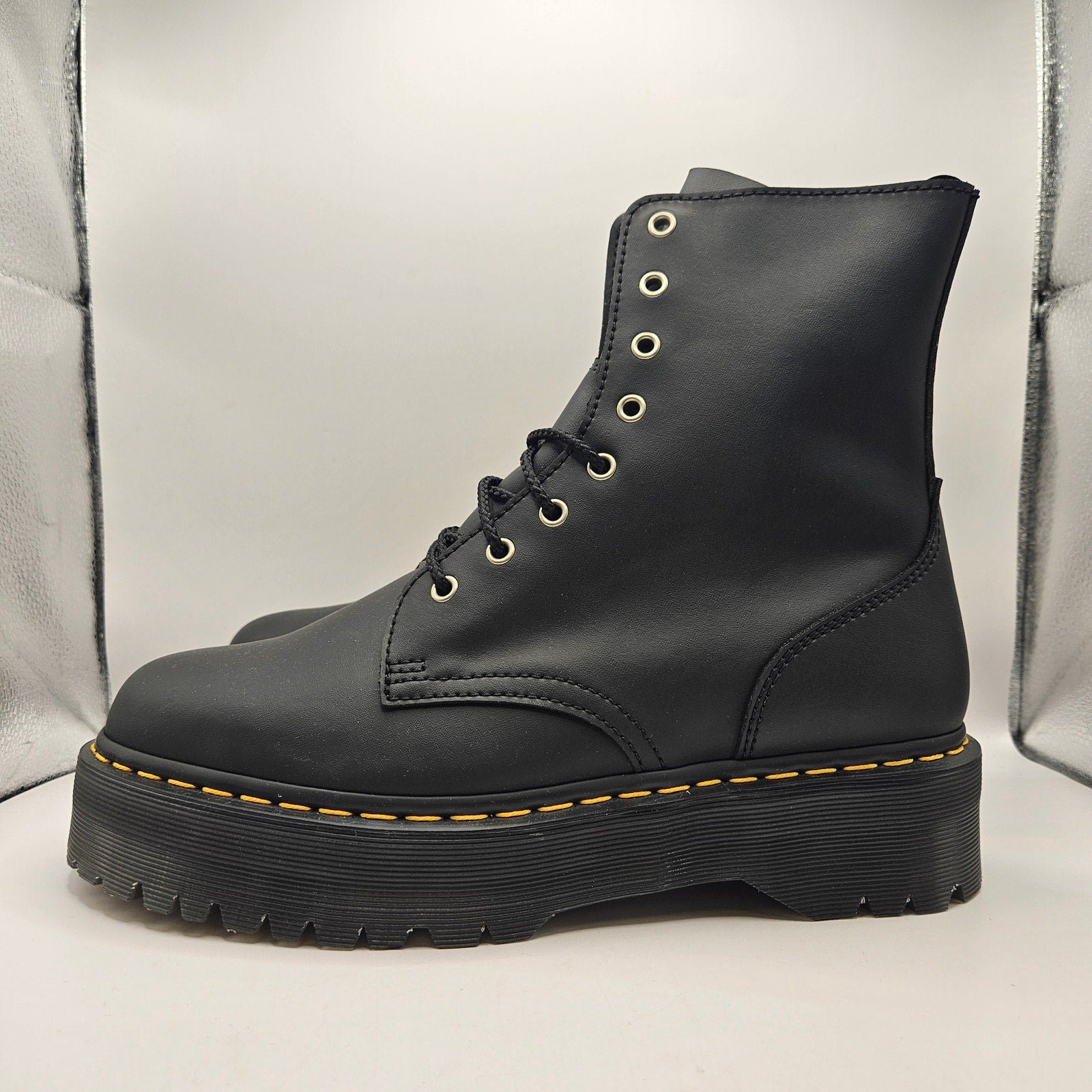 DR MARTENS MEN'S 12 JADON BLACK NAPPA LEATHER PLATFORM BOOTS NWOB