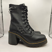 DR MARTENS WOMEN'S 10 CHESNEY HDW PIERCING LEATHER 8 EYE BOOTS NWOB BLACK