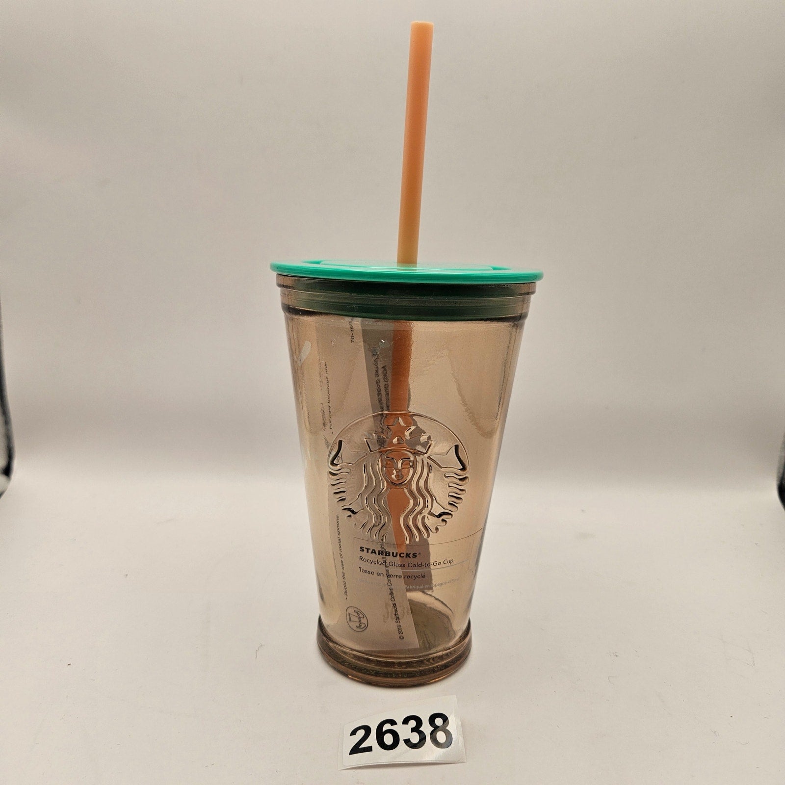 STARBUCKS PEACH GLASS TUMBLER 16oz/473ml NWT