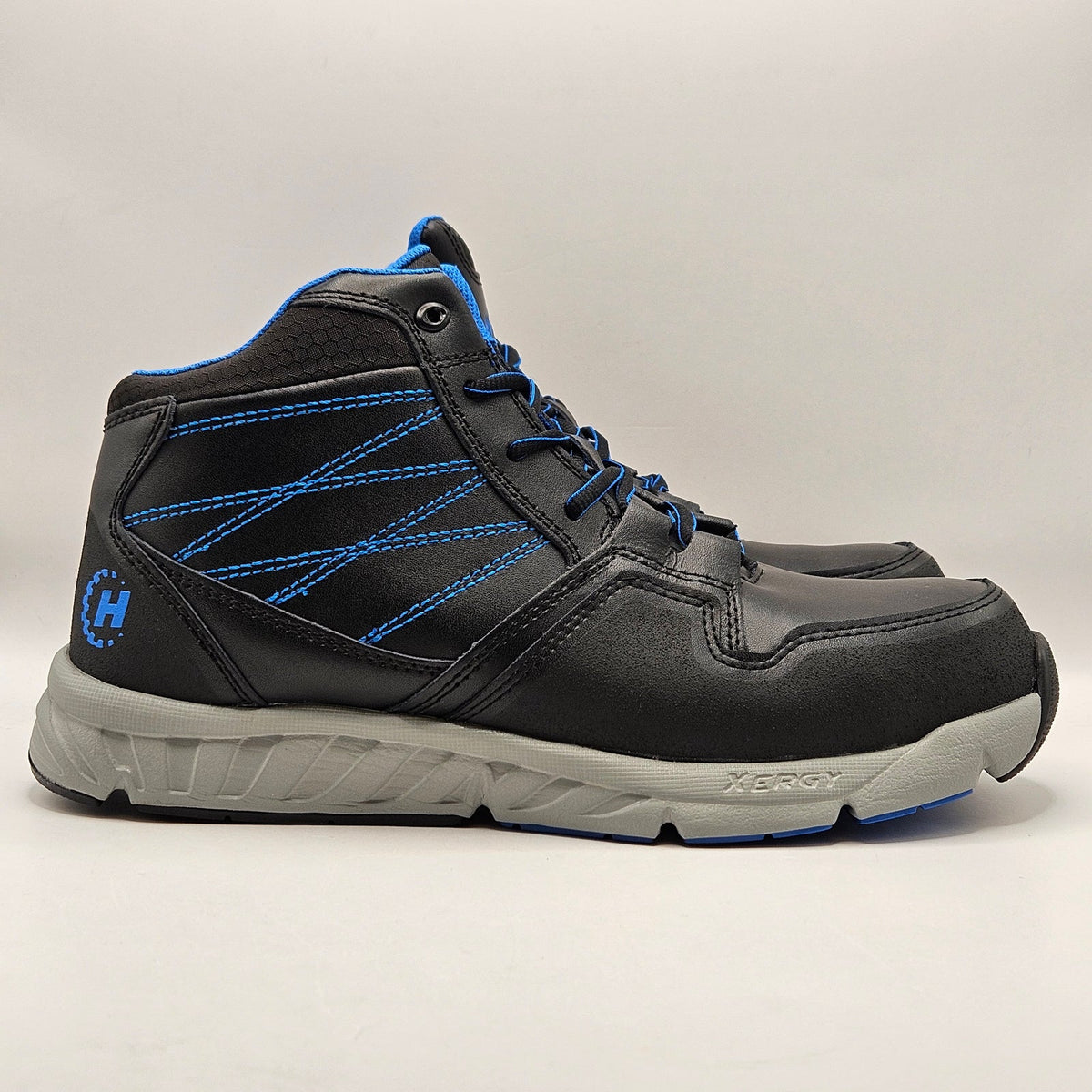 HYTEST MEN'S 10 ANNEX MID EH SAFETY STEEL TOE K12329 BLACK BLUE WORKING BOOTS