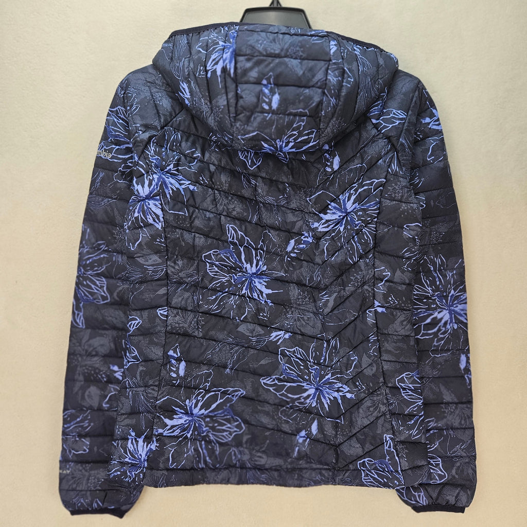 COLUMBIA WOMEN'S XS POWDER LITE HOODED JACKET FLORAL PRINT OMNI HEAT PUFFER COAT