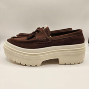 CONVERSE WOMEN'S 9 LUGGED HEEL PLATFORM LOAFER SUEDE BROWN TASSEL A15552C