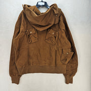 MNML MEN'S MEDIUM BROWN VINTAGE CARGO POCKET PULLOVER HOODIE NWT