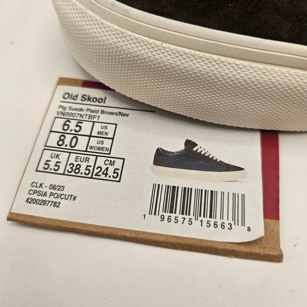 VAN'S M6.5/W8 OLD SKOOL PIG SUEDE NAVY BROWN SNEAKER NWOB