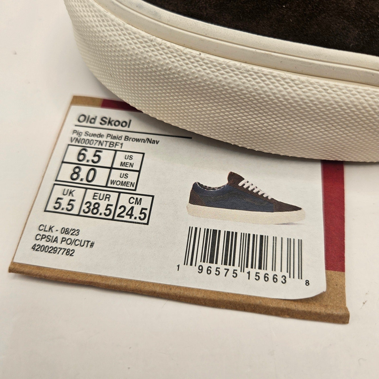 VAN'S M6.5/W8 OLD SKOOL PIG SUEDE NAVY BROWN SNEAKER NWOB