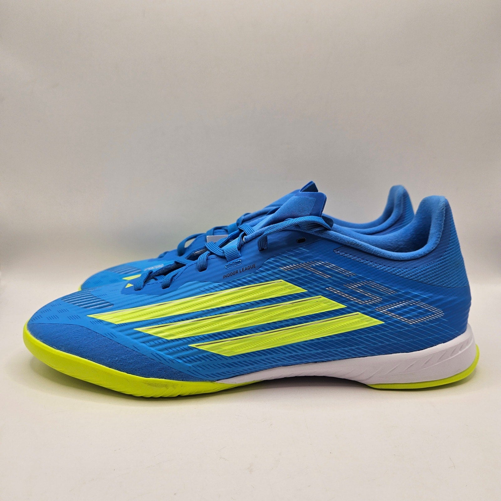 ADIDAS MEN'S 8.5 F50 LEAGUE INDOOR SOCCER SHOES BLUE NEON YELLOW NWOB JR8973