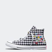 CONVERSE WOMEN'S 8 X SANRIO HELLO KITTY BLACK WHITE PLAID CTAS NIB A17697C