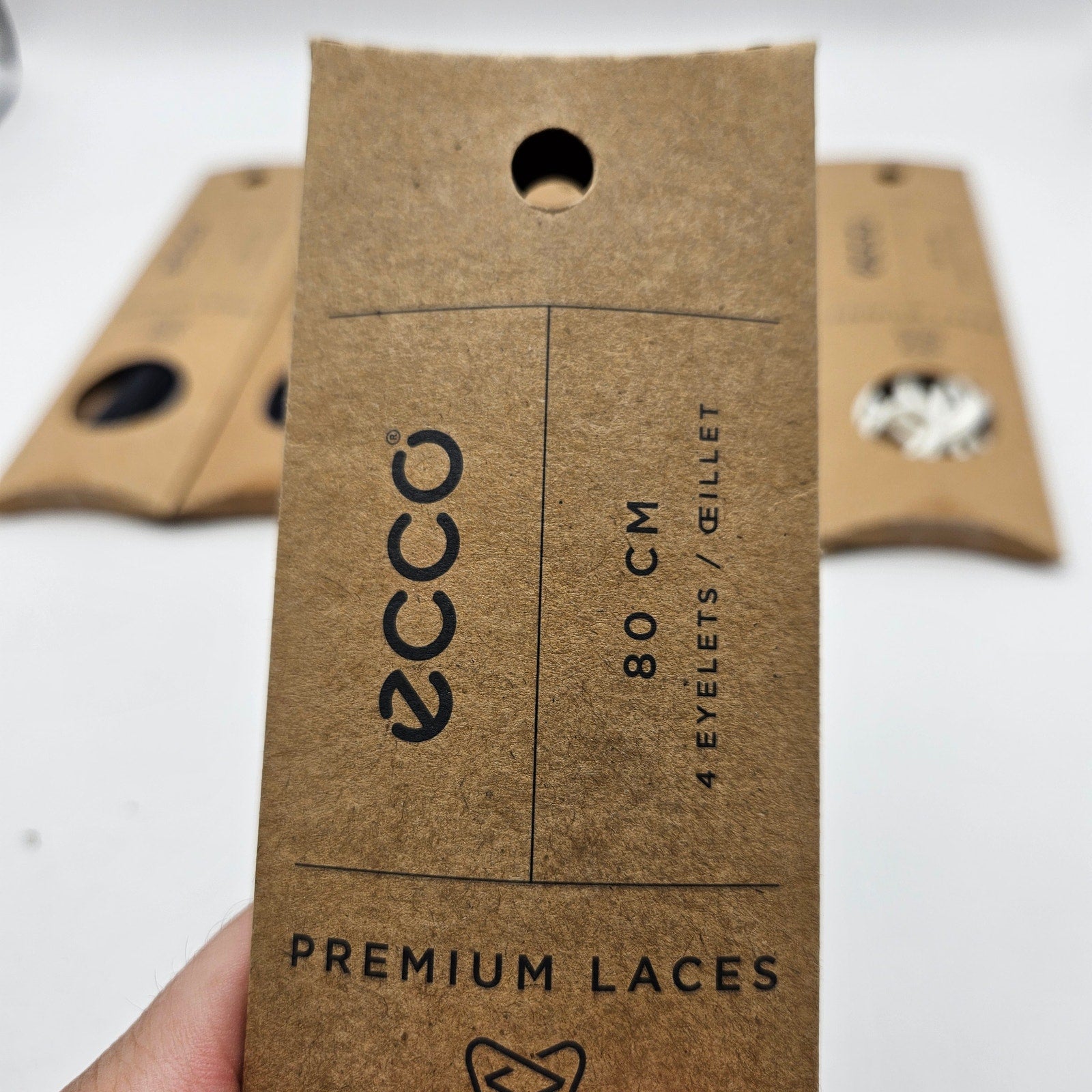 LOT OF 6 - ECCO PREMIUM LACES 80CM MARINE/BLACK/WHITE ROUND NIB 1X6 PAIRS