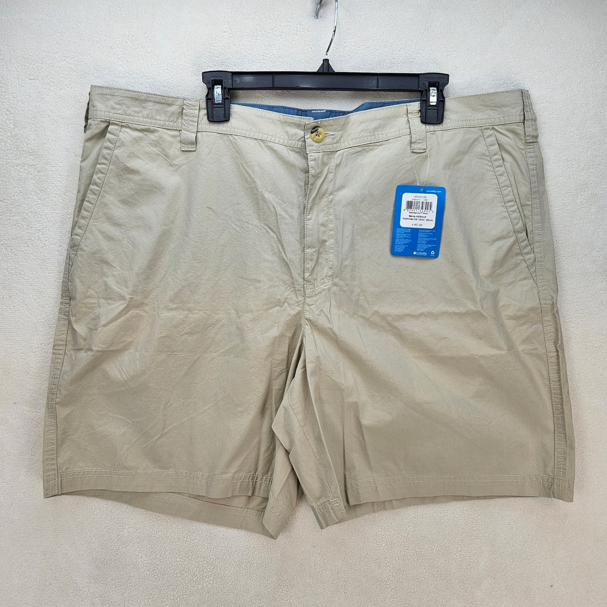 COLUMBIA MEN'S 44 WASHED OUT SHORT BEIGE 8" INSEAM NWT