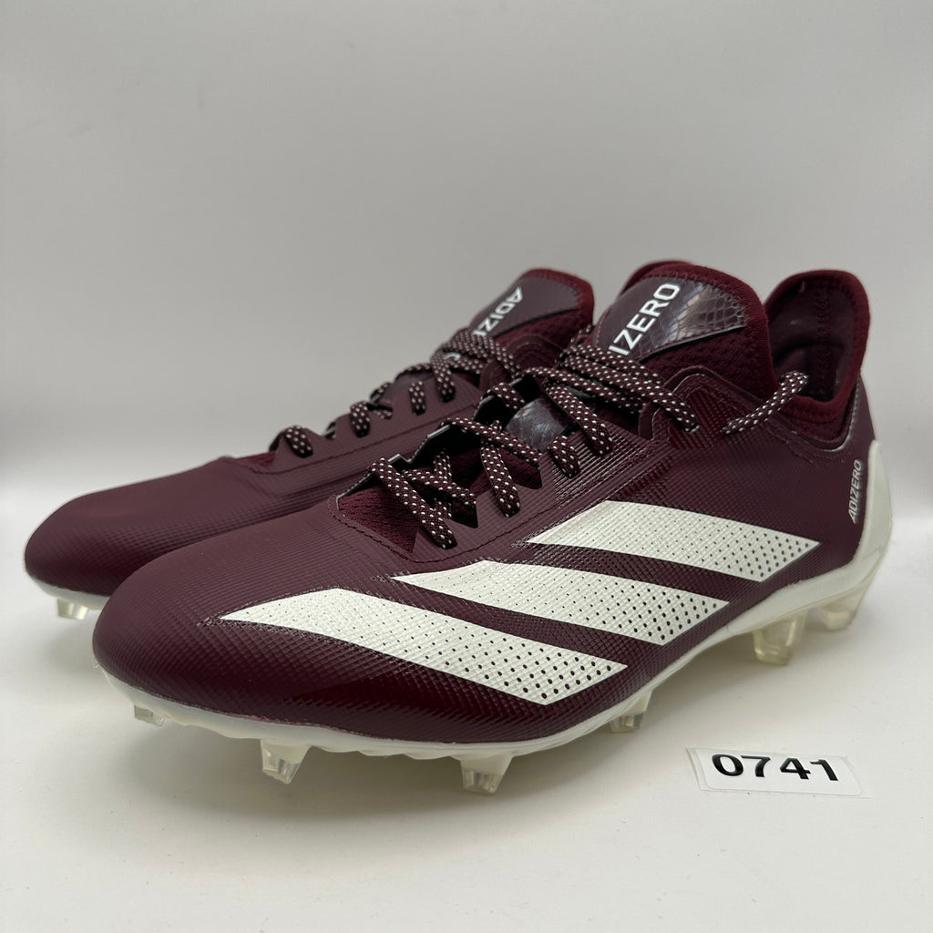 ADIDAS ADIZERO MEN'S 10 ELECTRIC .1 FOOTBALL CLEATS MAROON/WHITE