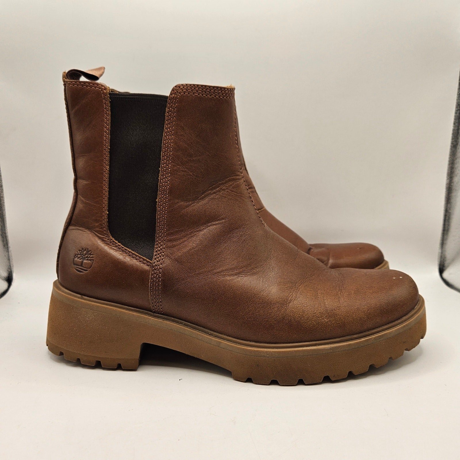 TIMBERLAND WOMEN'S 9.5 CARNABY COOL MID CHELSEA BOOTS BROWN A41E6