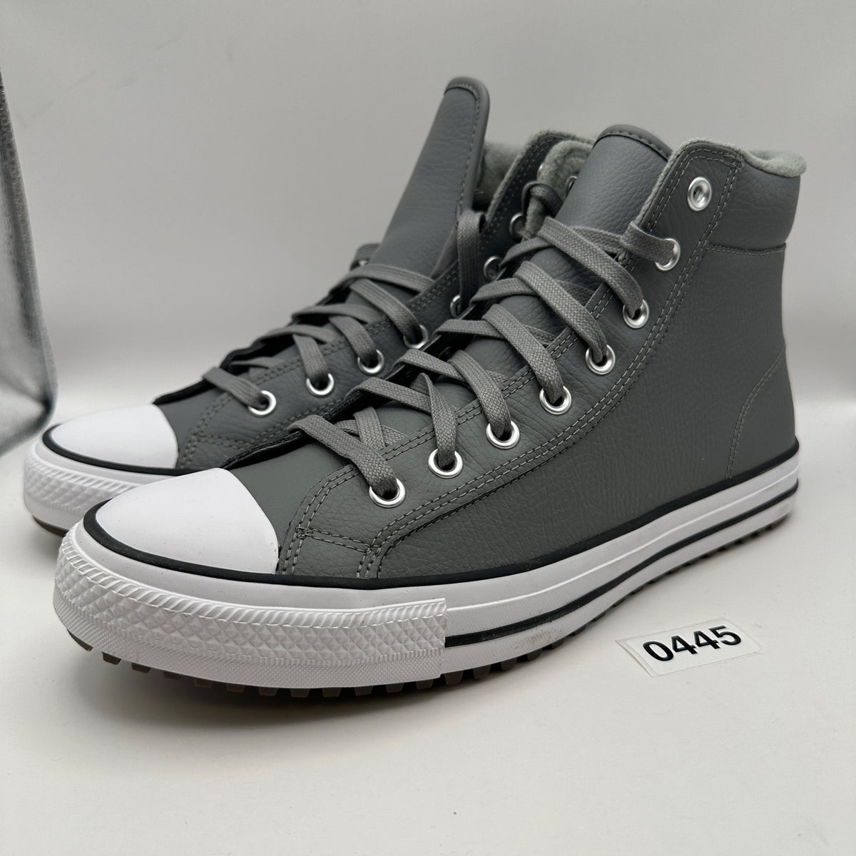 CONVERSE Mens' 11 All Star Hi Top Leather Sneaker Gray Winterized 168869C