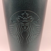 STARBUCKS 24oz TUMBLER DARK GREEN W LID AND STRAW IRIDESCENT