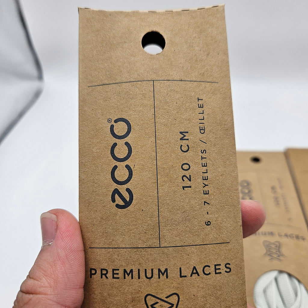 LOT OF 3 - ECCO PREMIUM LACES 120CM WHITE/SHADOW WHITE FLAT NIB 1X3 PAIRS