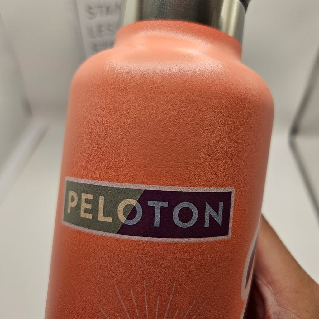 PELOTON X H2GO 24oz STAILESS STEEL WATER BOTTLE PEACH WITH PATCH ART NIB