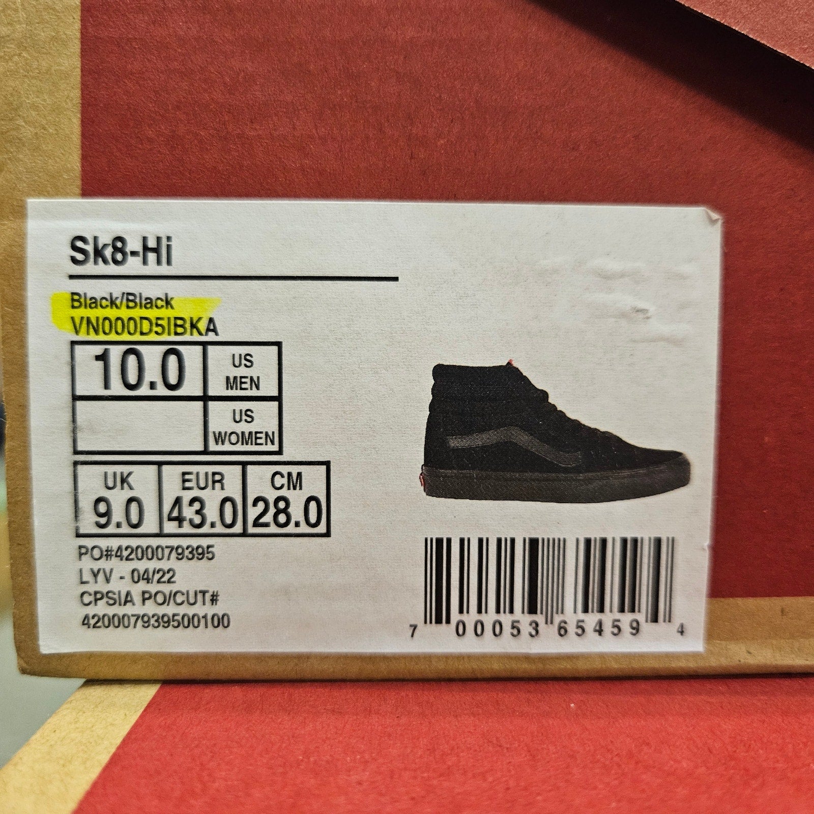 VANS MEN'S 10 SK8-HI TRIPLE BLACK SUEDE HI TOP SNEAKER VN000D5IBKA NIB