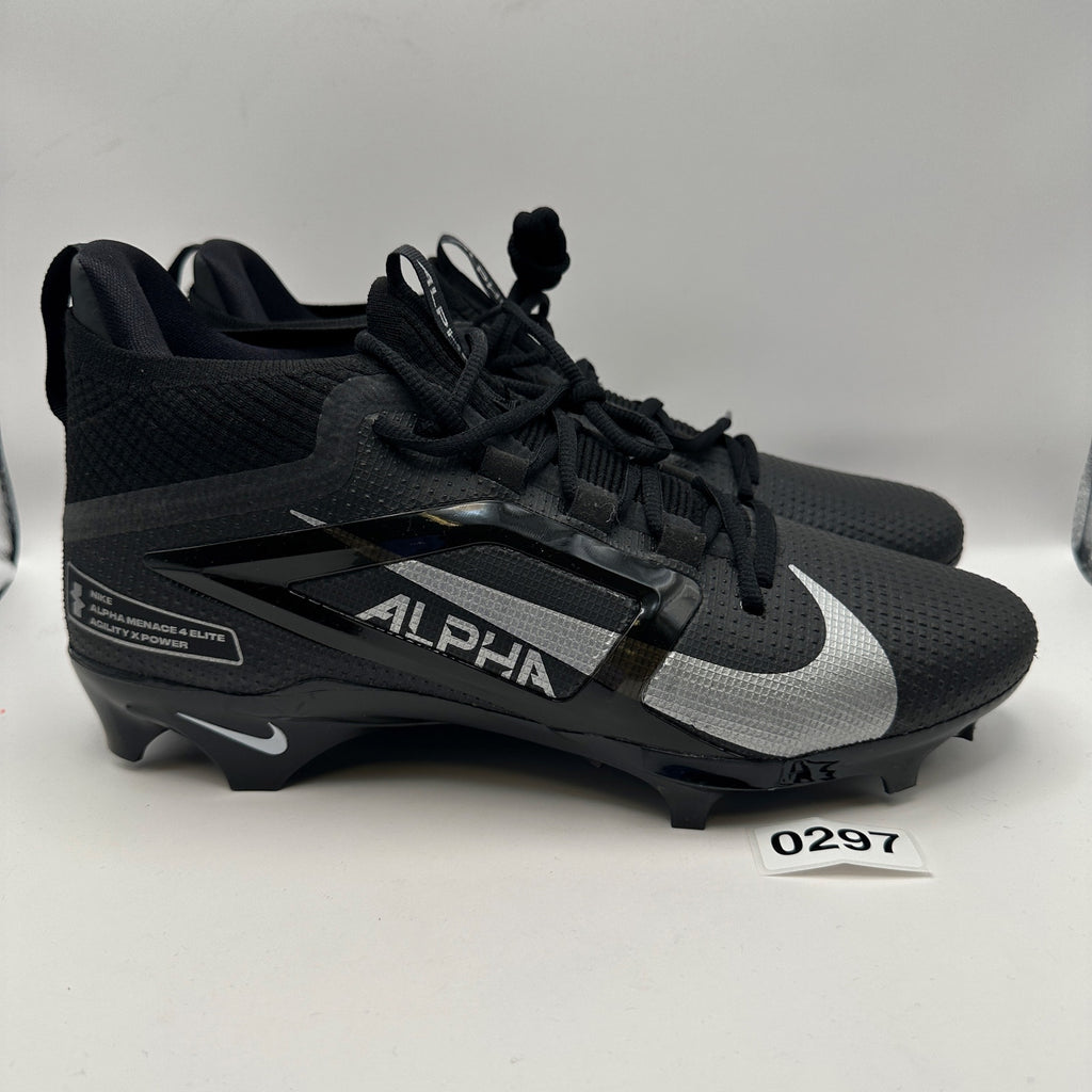 NIKE Men's 10.5 Alpha Menace 4 Elite Football Cleats Black/Silver