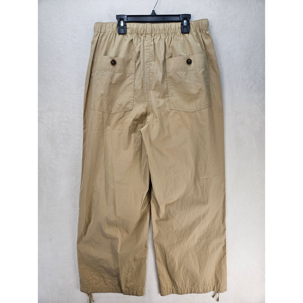 RAG & BONE ADINA WOMEN'S M COTTON PANT LIGHT BROWN WIDE LEG UTILITY CARGO NWT