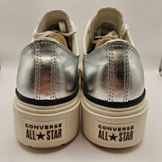 CONVERSE MEN'S 10.5 CHUCK TAYLOR DOUBLE STACK PLATFORM SILVER METALLIC A16406C