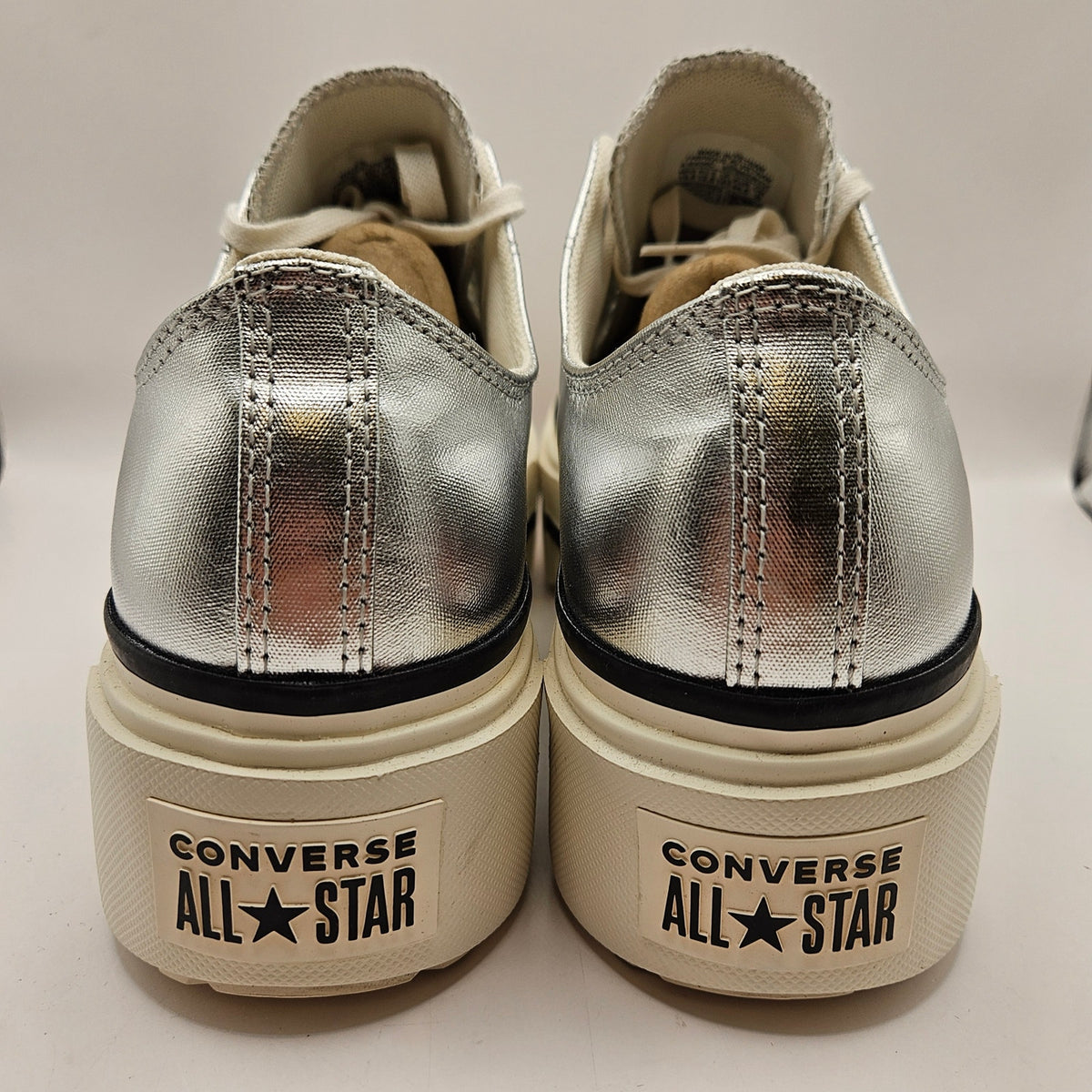 CONVERSE MEN'S 10.5 CHUCK TAYLOR DOUBLE STACK PLATFORM SILVER METALLIC A16406C