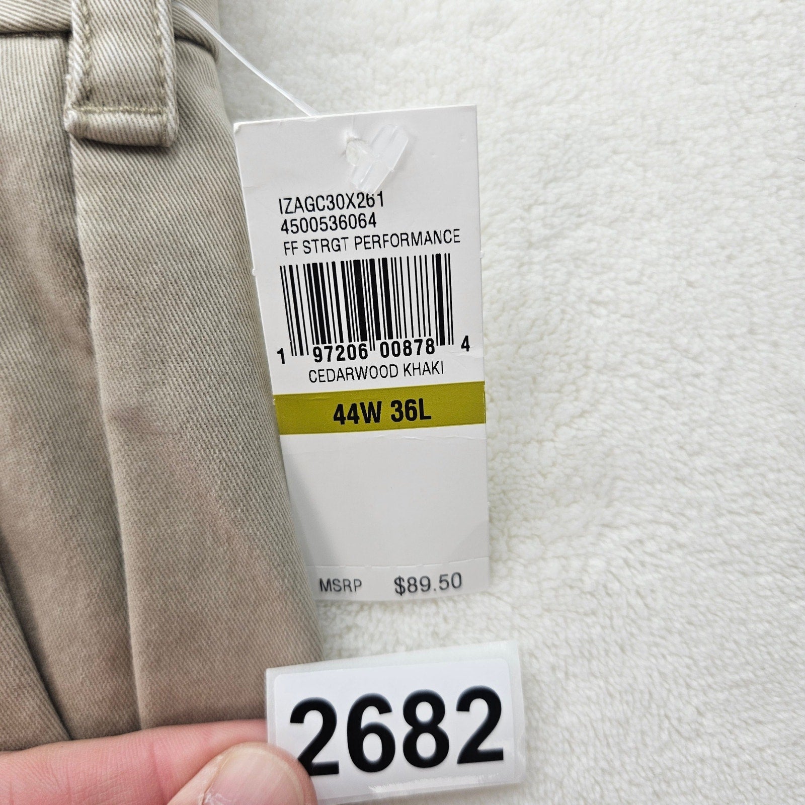 IZOD MEN'S 44X36 STRAIGHT PERFORMANCE STRETCH CEDERWOOD KHAKI NWT
