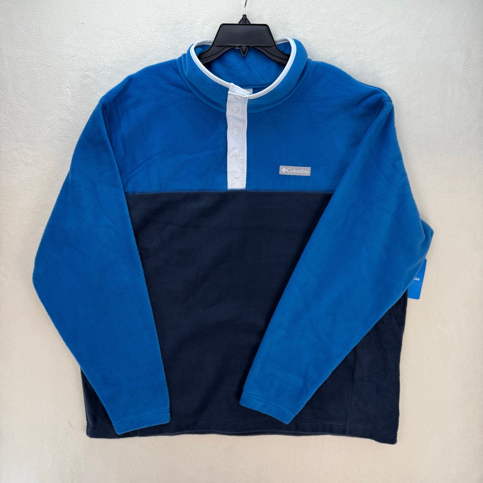 COLUMBIA MEN'S XXL STEENS MOUNTAIN HALF SNAP FLEECE NAVY WHT