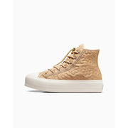 CONVERSE WOMEN'S 9 CTAS A08721C LIFT HI PLATFORM QUILTED KHAKI FLORAL