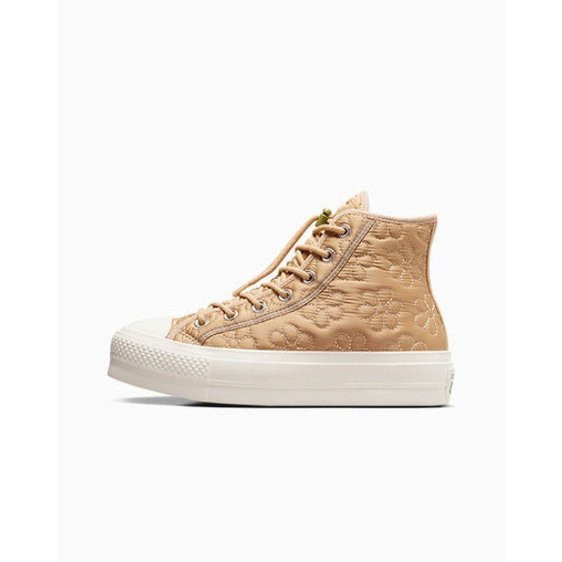 CONVERSE WOMEN'S 9 CTAS A08721C LIFT HI PLATFORM QUILTED KHAKI FLORAL