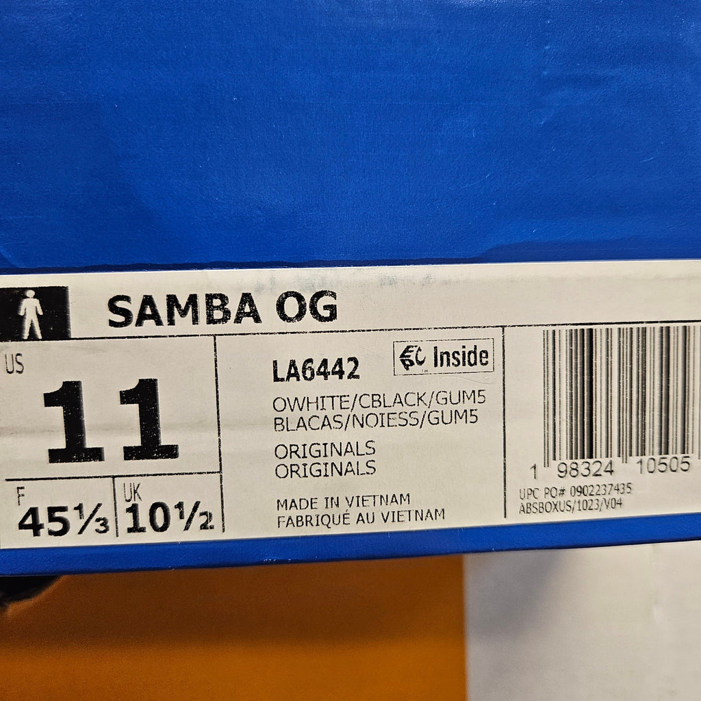 ADIDAS ORIGINALS MEN'S 11 SAMBA OG OFF WHITE BLACK LA6442 NIB