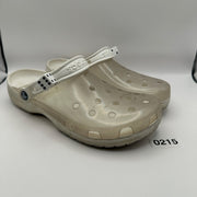 CROCS Classic Men's Size 11 Transpanrent w/ Dice Added White
