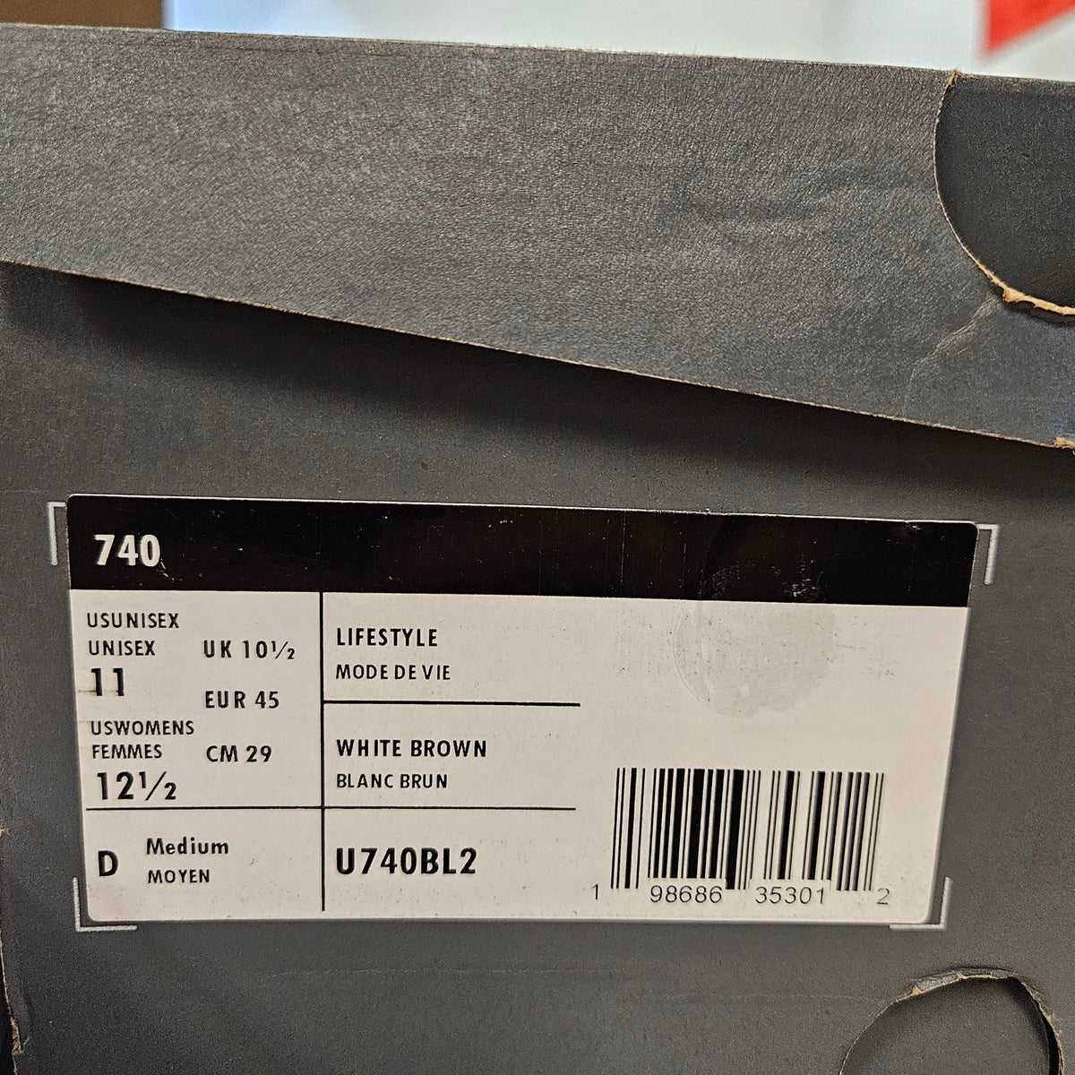 NEW BALANCE MEN'S 11 LIFESTYLE 740 U740BL2 WHITE BROWN NIB