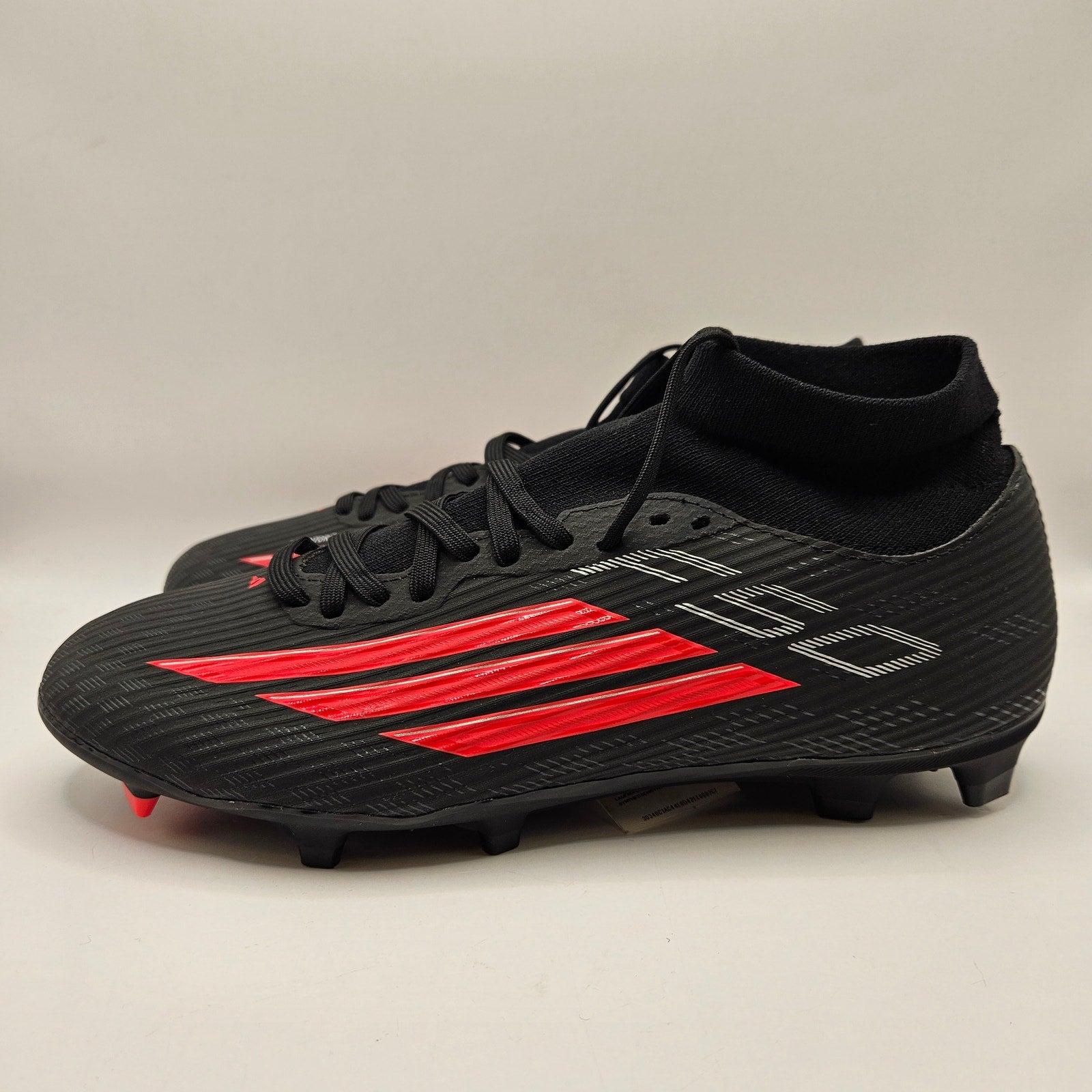 ADIDAS MEN'S 8 F50 LEAGUE MID FG MG SOCCER BLACK RED CLEATS JR9007 NWOB